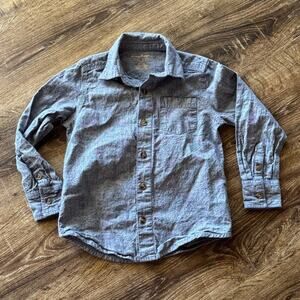 Tommy Bahama Boys Denim Blue Button Up Shirt Size 5/6 Long Sleeve